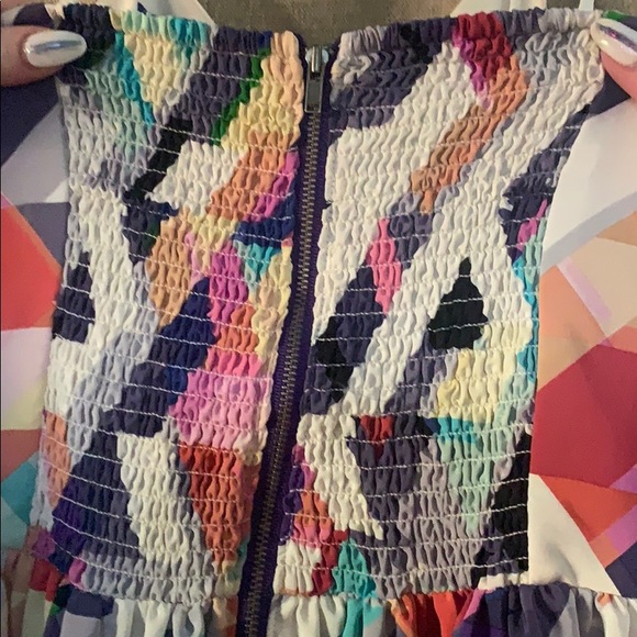 Parker 100% silk multicolor geo print party dress - Picture 7 of 8